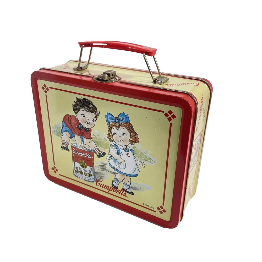 Vintage 1998 Campbells Soup Kids Metal Lunch Box With Pencil And Notepad